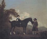 Thomas Gooch A Child on A Hunter Held by a Groom and Tow Terriers in a Landscape oil painting picture wholesale
